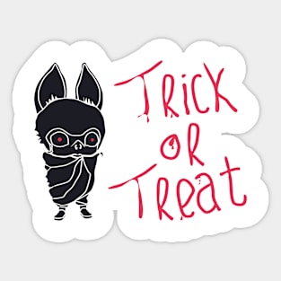 Kids In Cute Bat Costumes With Trick Or Treat Typography Sticker